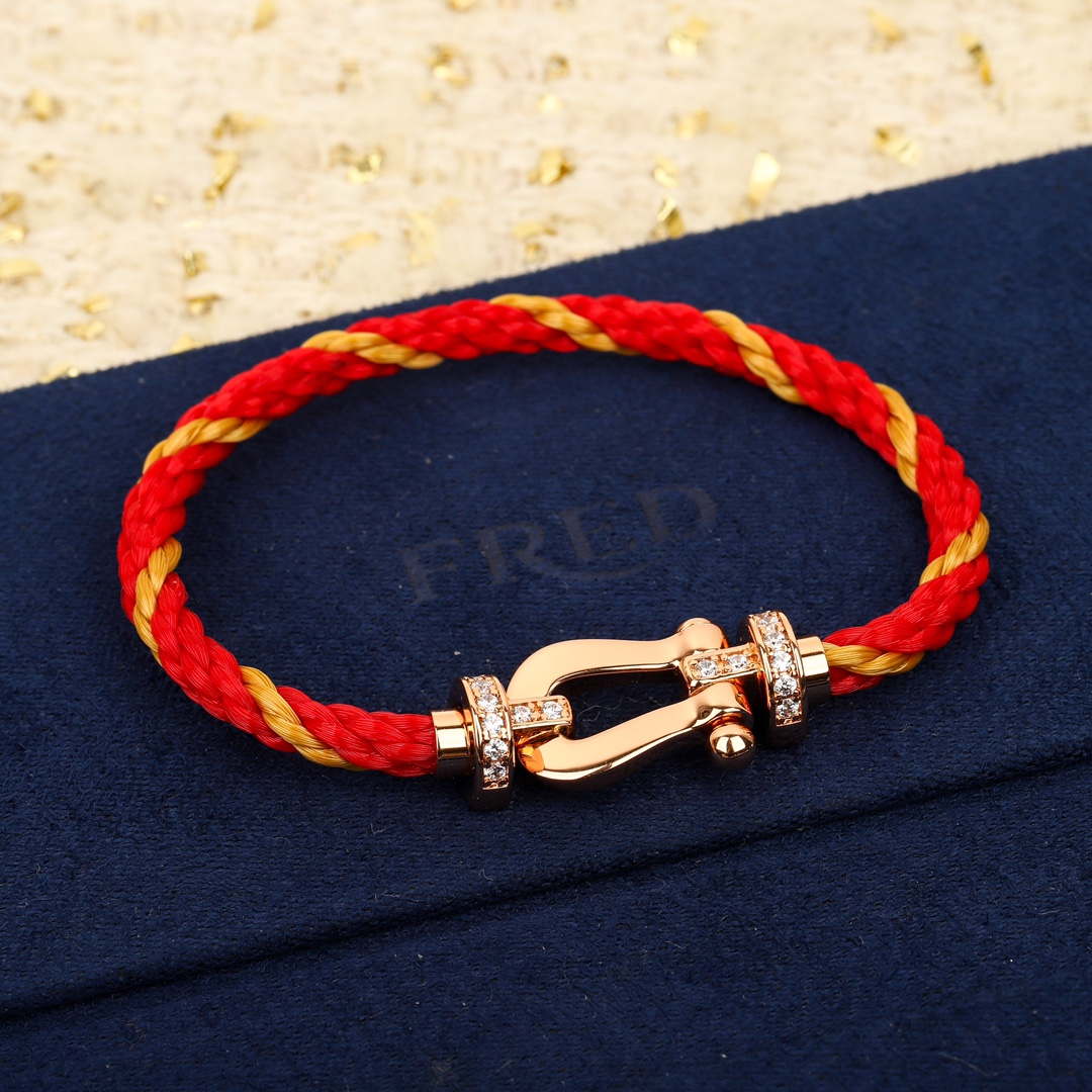 Fred FORCE 10 BRACELET Large model 18K yellow gold diamond paved F230018