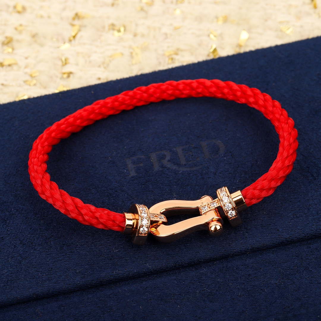Fred FORCE 10 BRACELET Large model 18K yellow gold diamond paved F230018