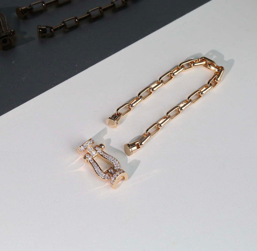 Fred FORCE 10 BRACELET XL model in 18k pink gold and diamonds F23004