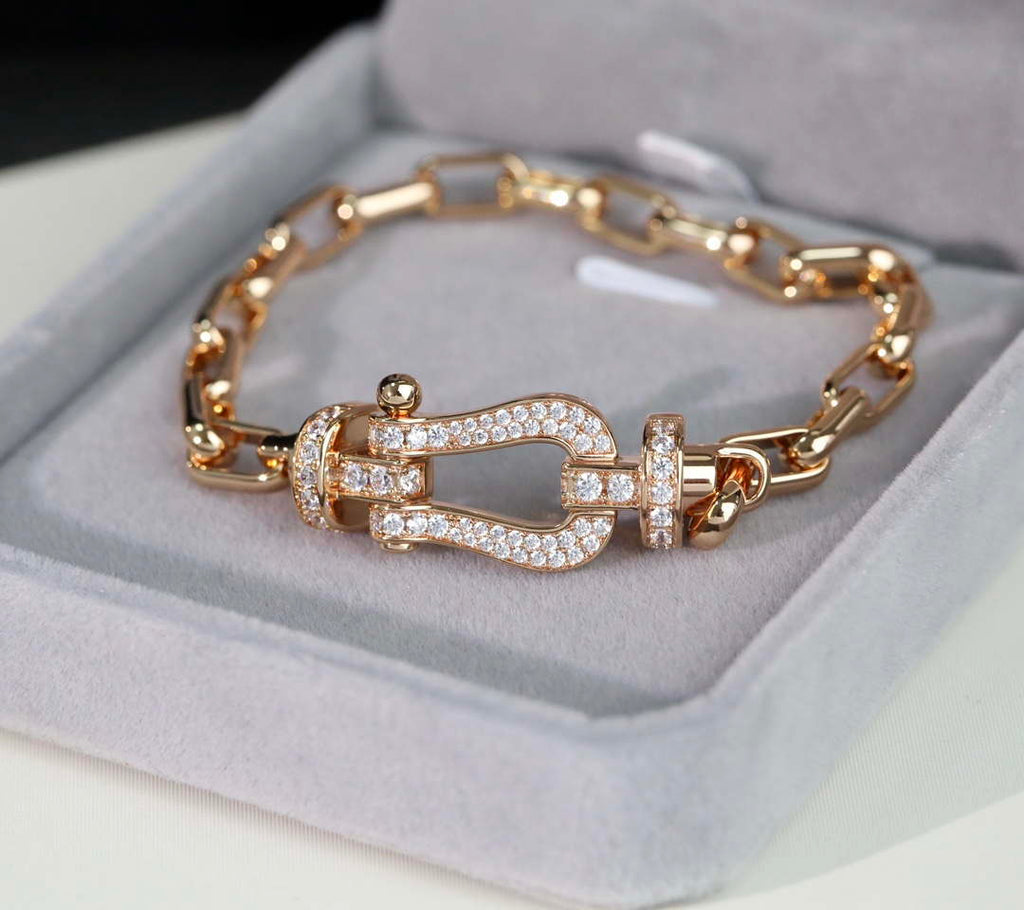 Fred FORCE 10 BRACELET XL model in 18k pink gold and diamonds F23004