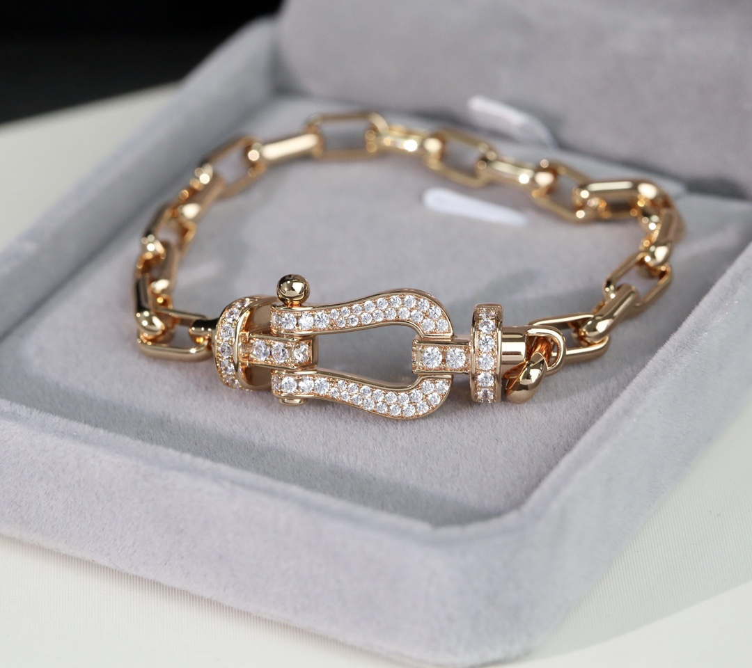 Fred FORCE 10 BRACELET XL model in 18k pink gold and diamonds F23004