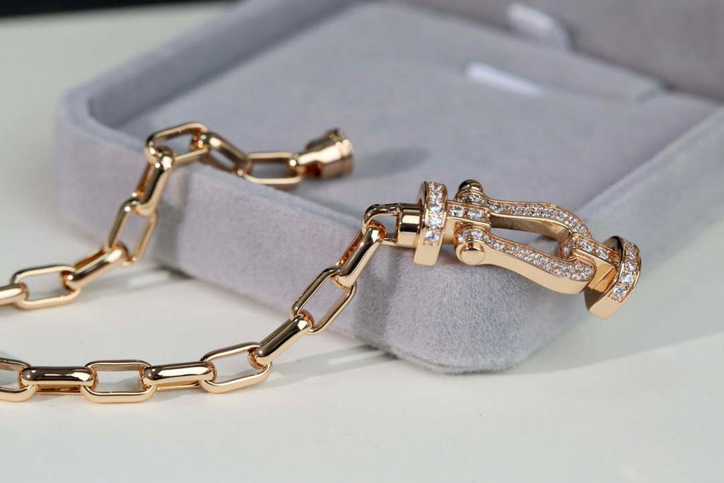 Fred FORCE 10 BRACELET XL model in 18k pink gold and diamonds F23004