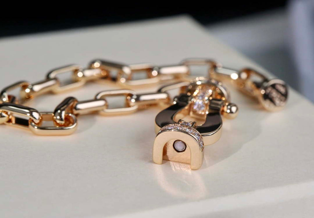 Fred FORCE 10 BRACELET XL model in 18k pink gold with diamonds F23006