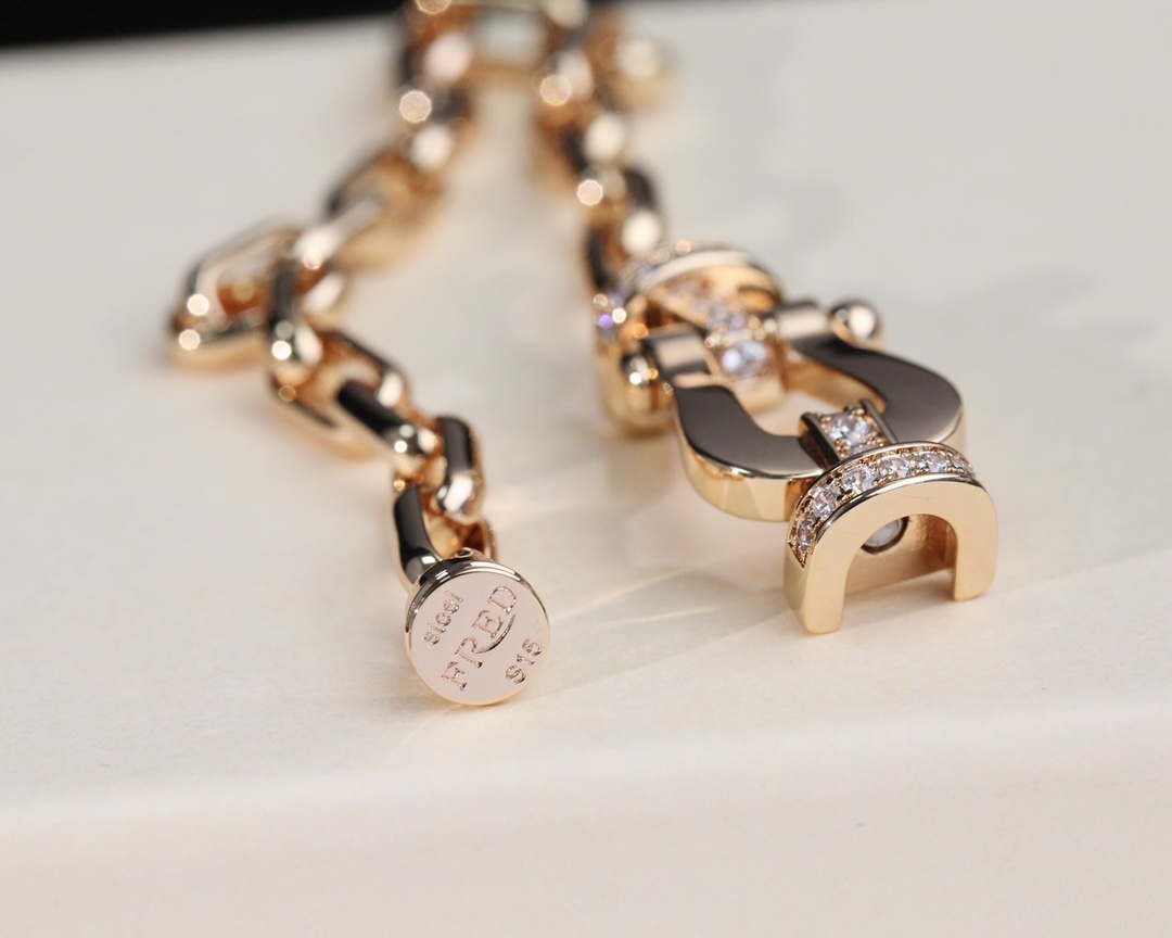 Fred FORCE 10 BRACELET XL model in 18k pink gold with diamonds F23006