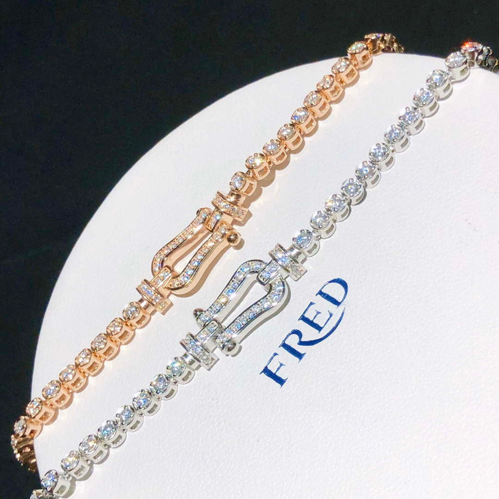 Fred FORCE 10 BRACELET XL model in 18k Pink gold with full diamonds F230012