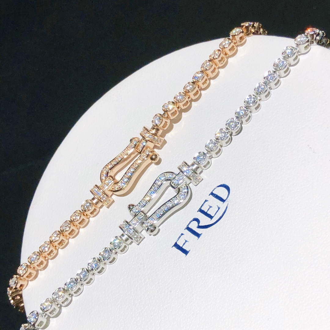 Fred FORCE 10 BRACELET XL model in 18k Pink gold with full diamonds F230012