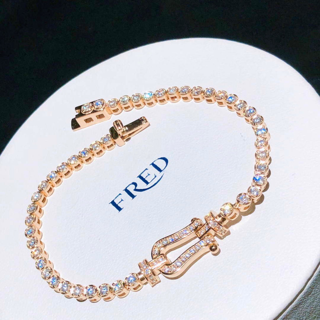 Fred FORCE 10 BRACELET XL model in 18k platinum gold with full diamonds F230013