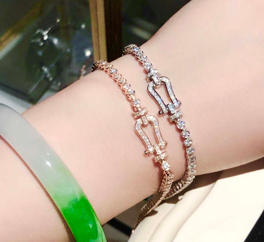 Fred FORCE 10 BRACELET XL model in 18k platinum gold with full diamonds F230013