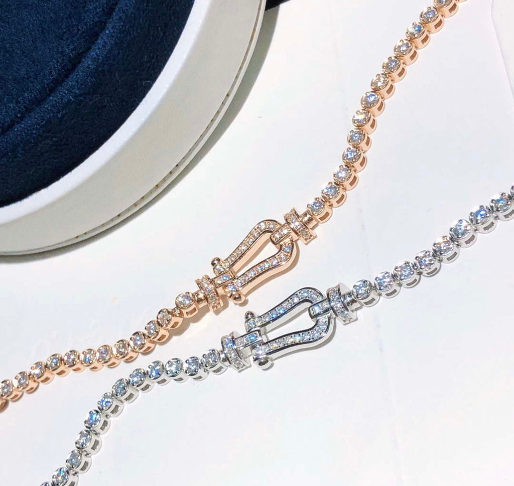 Fred FORCE 10 BRACELET XL model in 18k Pink gold with full diamonds F230012
