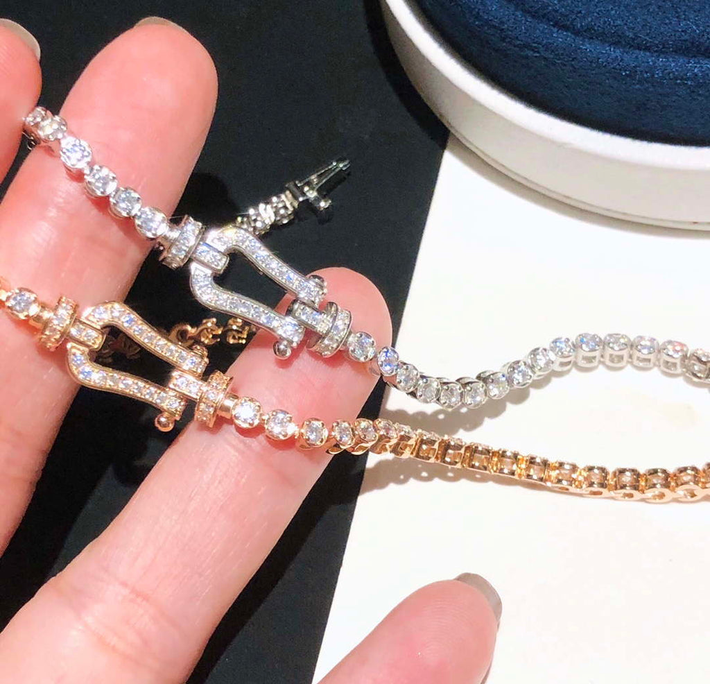 Fred FORCE 10 BRACELET XL model in 18k Pink gold with full diamonds F230012