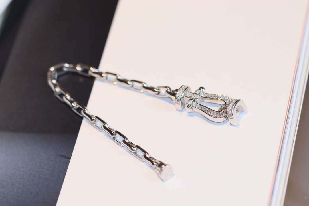 Fred FORCE 10 BRACELET XL model in 18k platinum gold with diamonds F23007 - Default Title - View 1