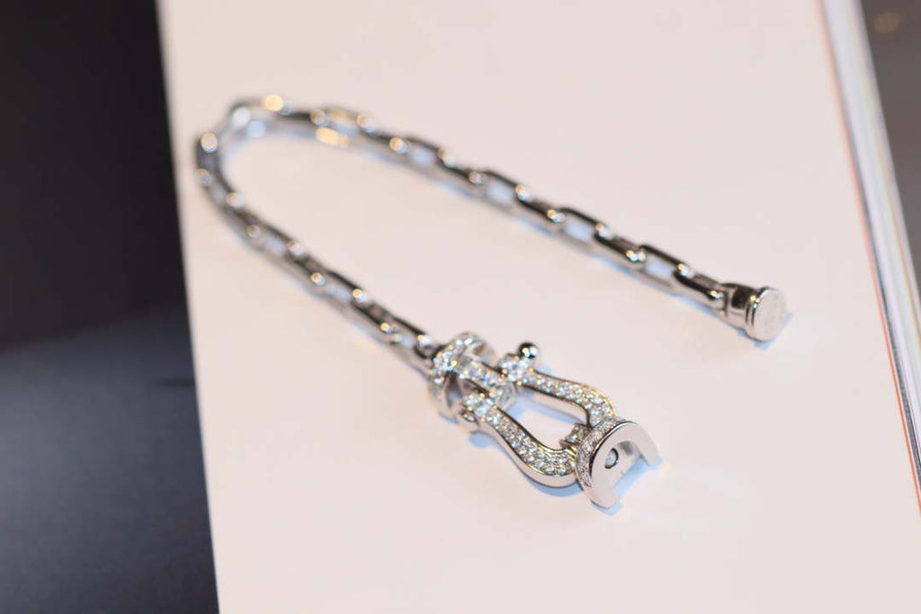 Fred FORCE 10 BRACELET XL model in 18k platinum gold with diamonds F23007