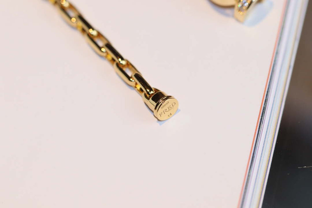 Fred FORCE 10 BRACELET XL model in 18k Yellow gold with diamonds F23008