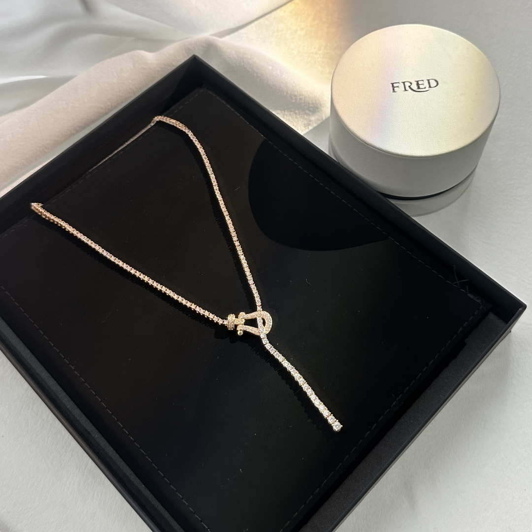 Fred FORCE 10 NECKLACE Small model in 18k platinum gold and diamonds F23011