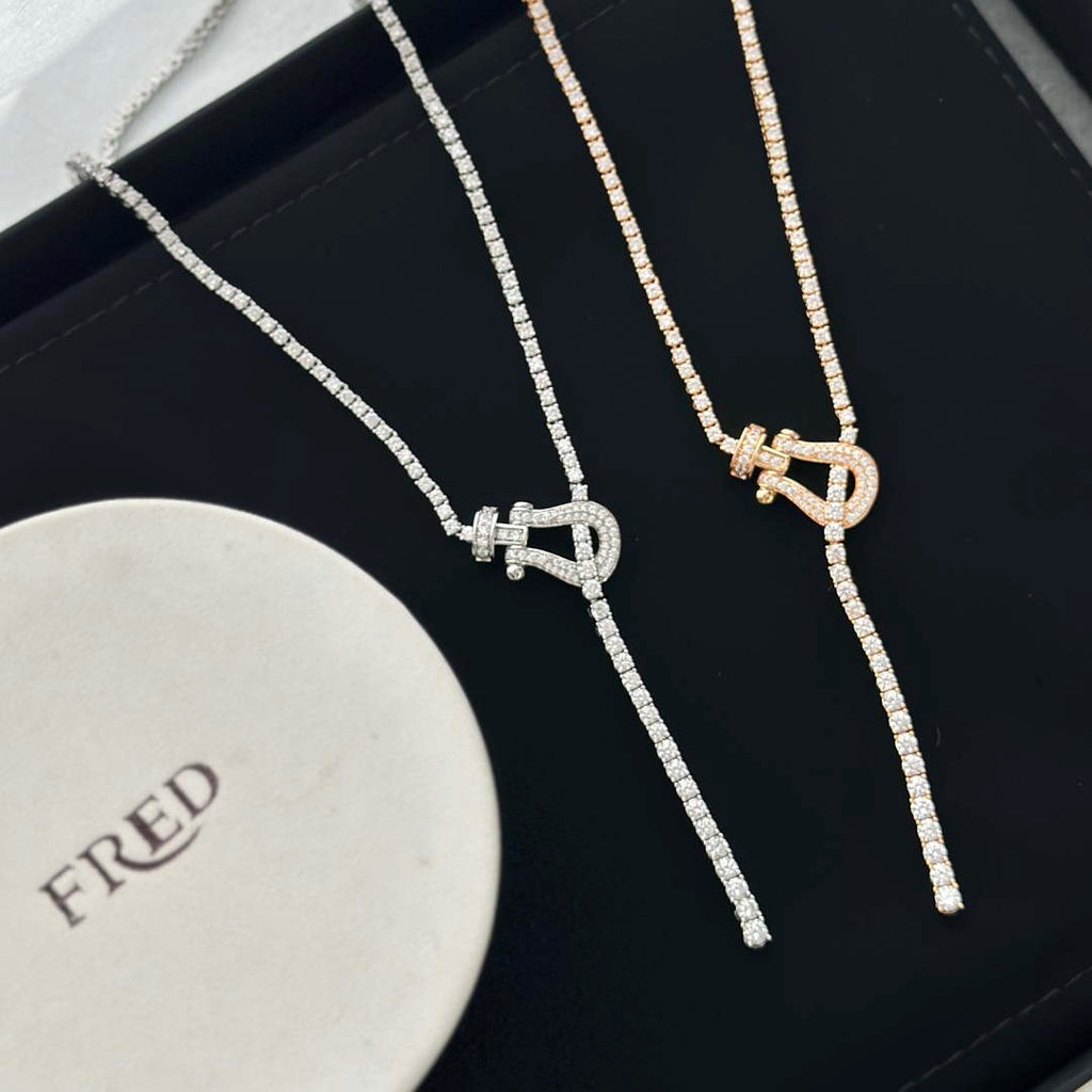 Fred FORCE 10 NECKLACE Small model in 18k pink gold and diamonds F23010