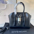 Givenchy BB50J0B00D Mini Antigona Lock Bag in Box Leather Black - Default Title - View 1