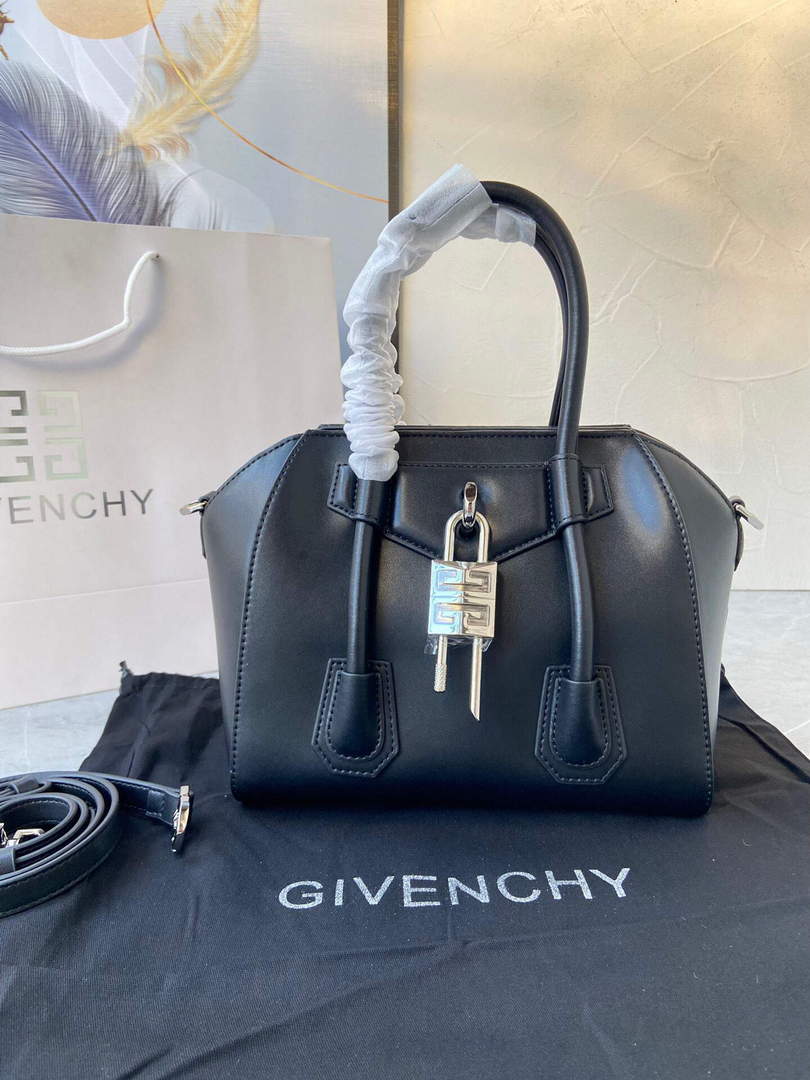 Givenchy BB50J0B00D Mini Antigona Lock Bag in Box Leather Black - Default Title - View 1