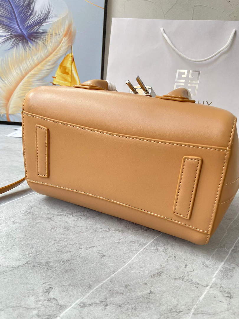 Givenchy BB50J0B00D Mini Antigona Lock Bag in Box Leather Apricot