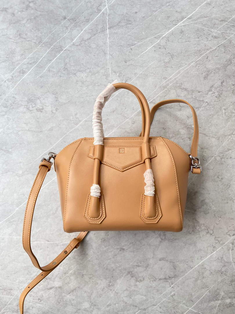 Givenchy BB50J0B00D Mini Antigona Lock Bag in Box Leather Apricot