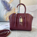 Givenchy BB50J0B00D Mini Antigona Lock Bag in Box Leather Wine red - Default Title - View 1