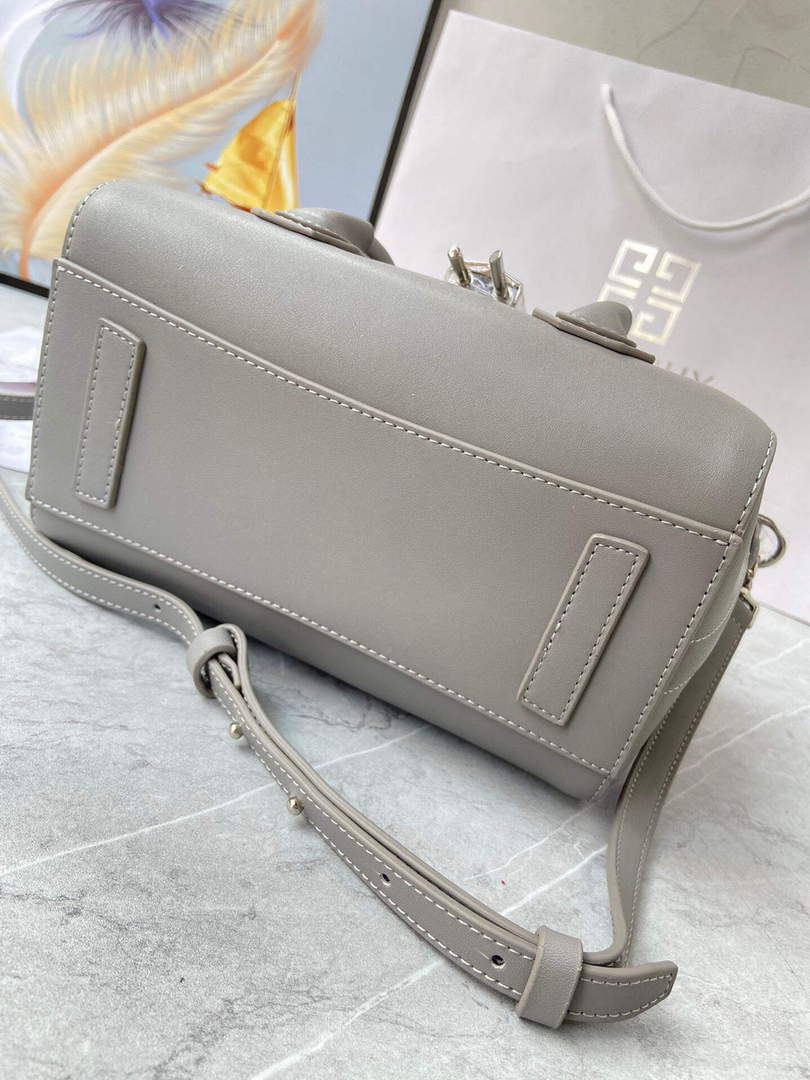 Givenchy BB50J0B00D Mini Antigona Lock Bag in Box Leather Gray