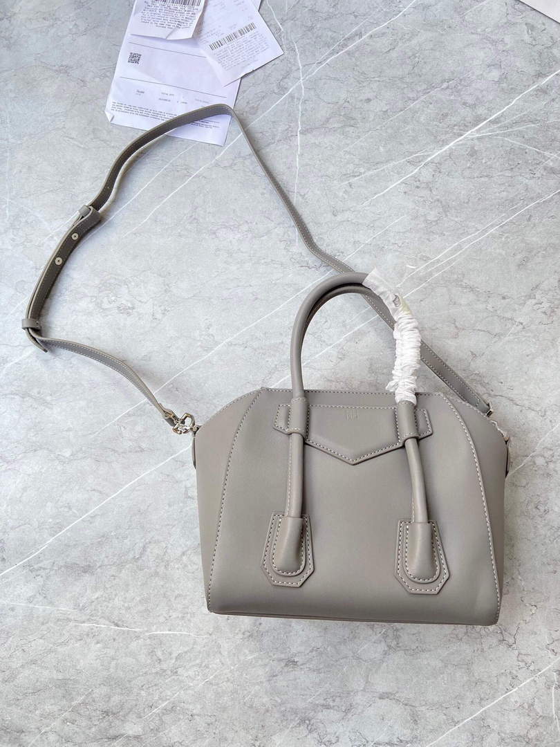 Givenchy BB50J0B00D Mini Antigona Lock Bag in Box Leather Gray