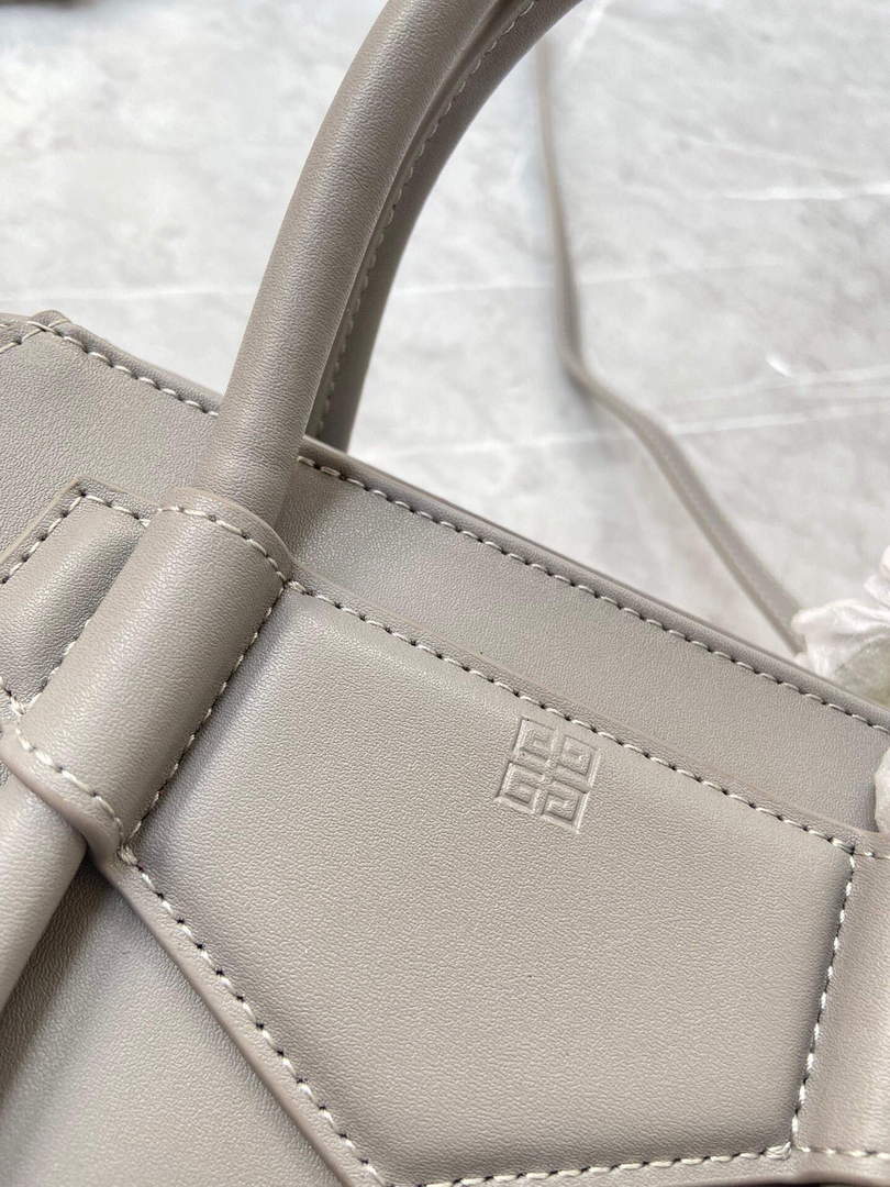 Givenchy BB50J0B00D Mini Antigona Lock Bag in Box Leather Gray