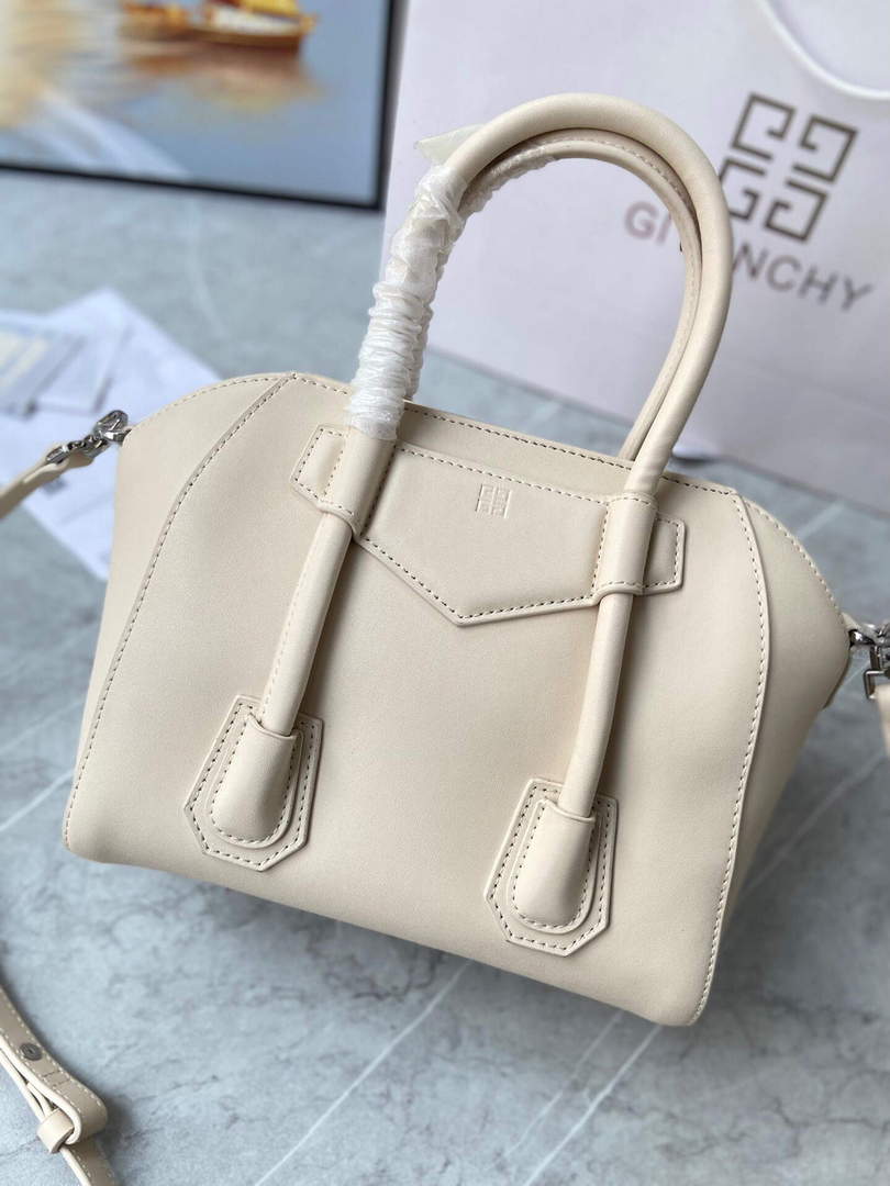 Givenchy BB50J0B00D Mini Antigona Lock Bag in Box Leather Beige