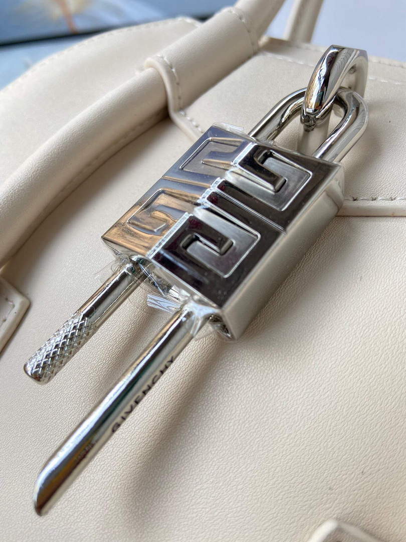 Givenchy BB50J0B00D Mini Antigona Lock Bag in Box Leather Beige