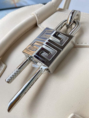 Givenchy BB50J0B00D Mini Antigona Lock Bag in Box Leather Beige - Default Title - View 6