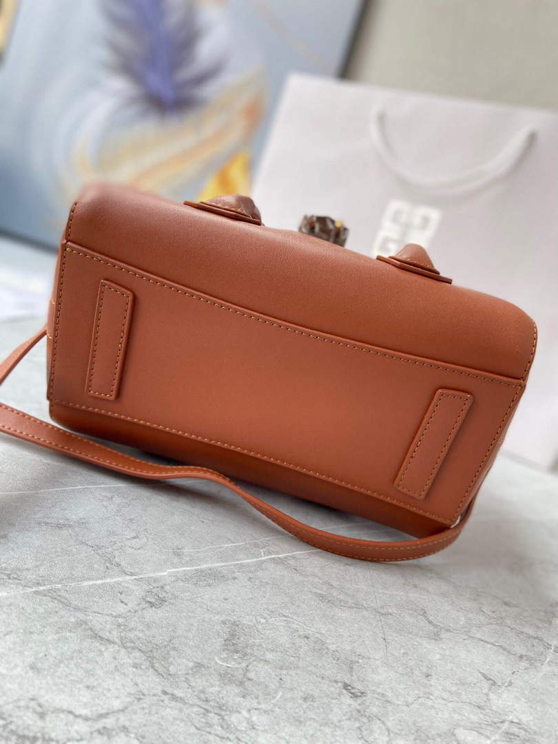 Givenchy BB50J0B00D Mini Antigona Lock Bag in Box Leather Brown