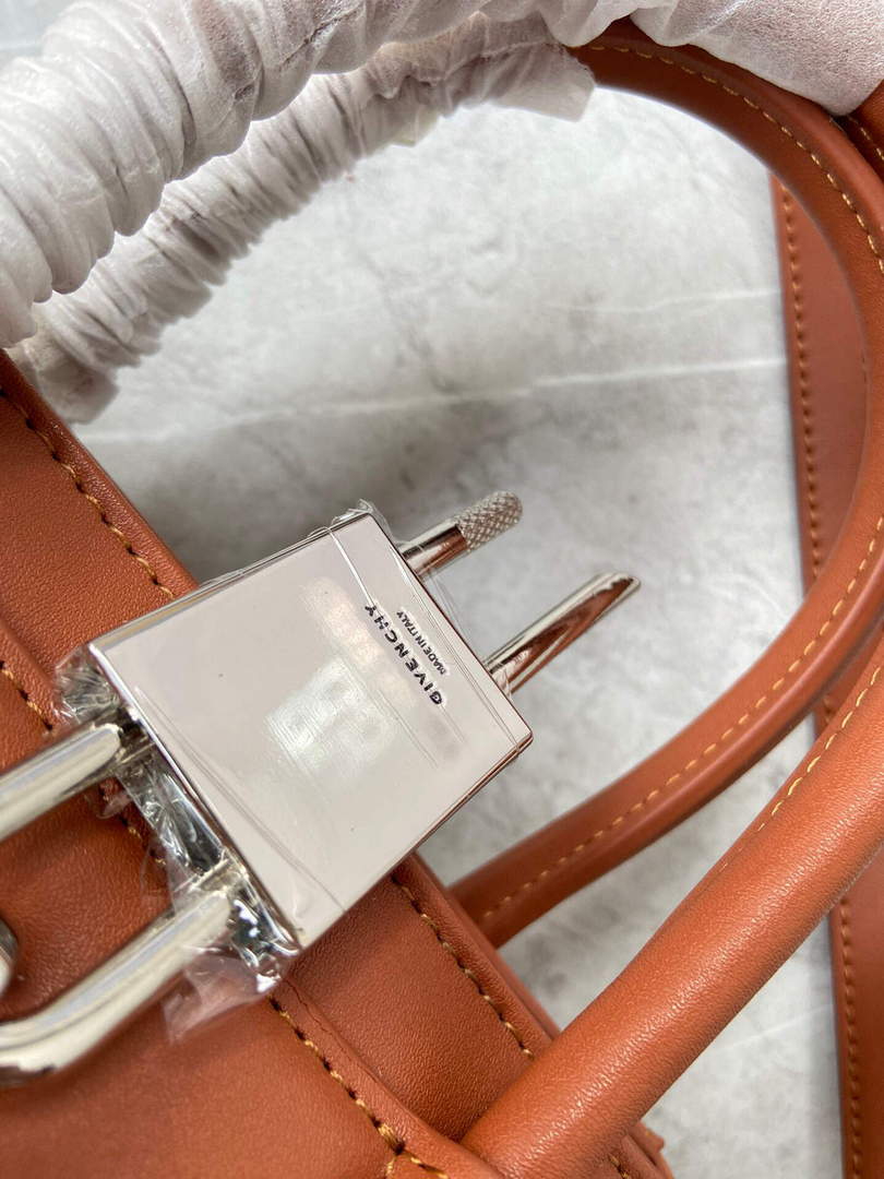 Givenchy BB50J0B00D Mini Antigona Lock Bag in Box Leather Brown