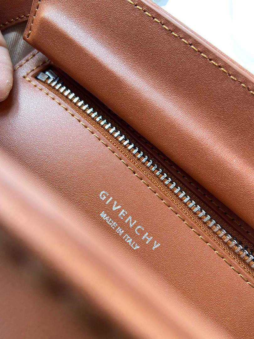 Givenchy BB50J0B00D Mini Antigona Lock Bag in Box Leather Brown