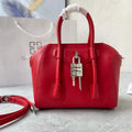 Givenchy BB50J0B00D Mini Antigona Lock Bag in Box Leather Red - Default Title - View 1