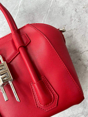 Givenchy BB50J0B00D Mini Antigona Lock Bag in Box Leather Red - Default Title - View 11