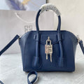 Givenchy BB50J0B00D Mini Antigona Lock Bag in Box Leather Blue - Default Title - View 1
