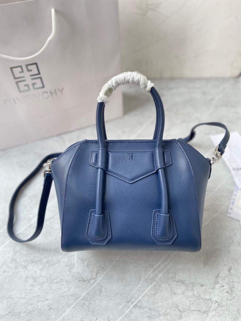 Givenchy BB50J0B00D Mini Antigona Lock Bag in Box Leather Blue