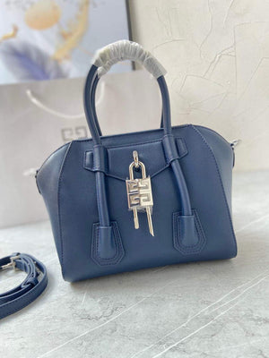 Givenchy BB50J0B00D Mini Antigona Lock Bag in Box Leather Blue - Default Title - View 4