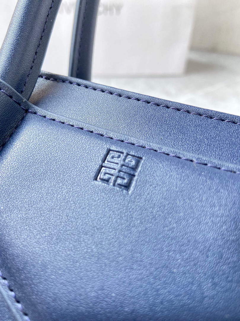 Givenchy BB50J0B00D Mini Antigona Lock Bag in Box Leather Blue