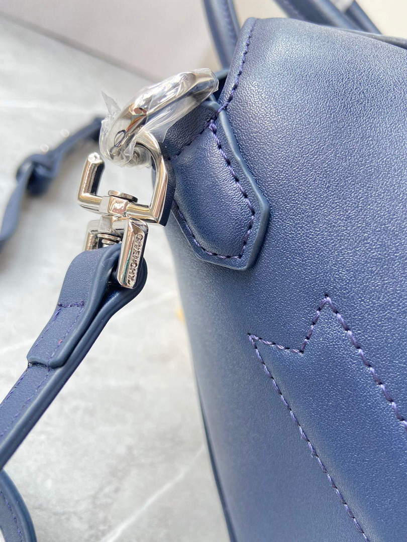 Givenchy BB50J0B00D Mini Antigona Lock Bag in Box Leather Blue