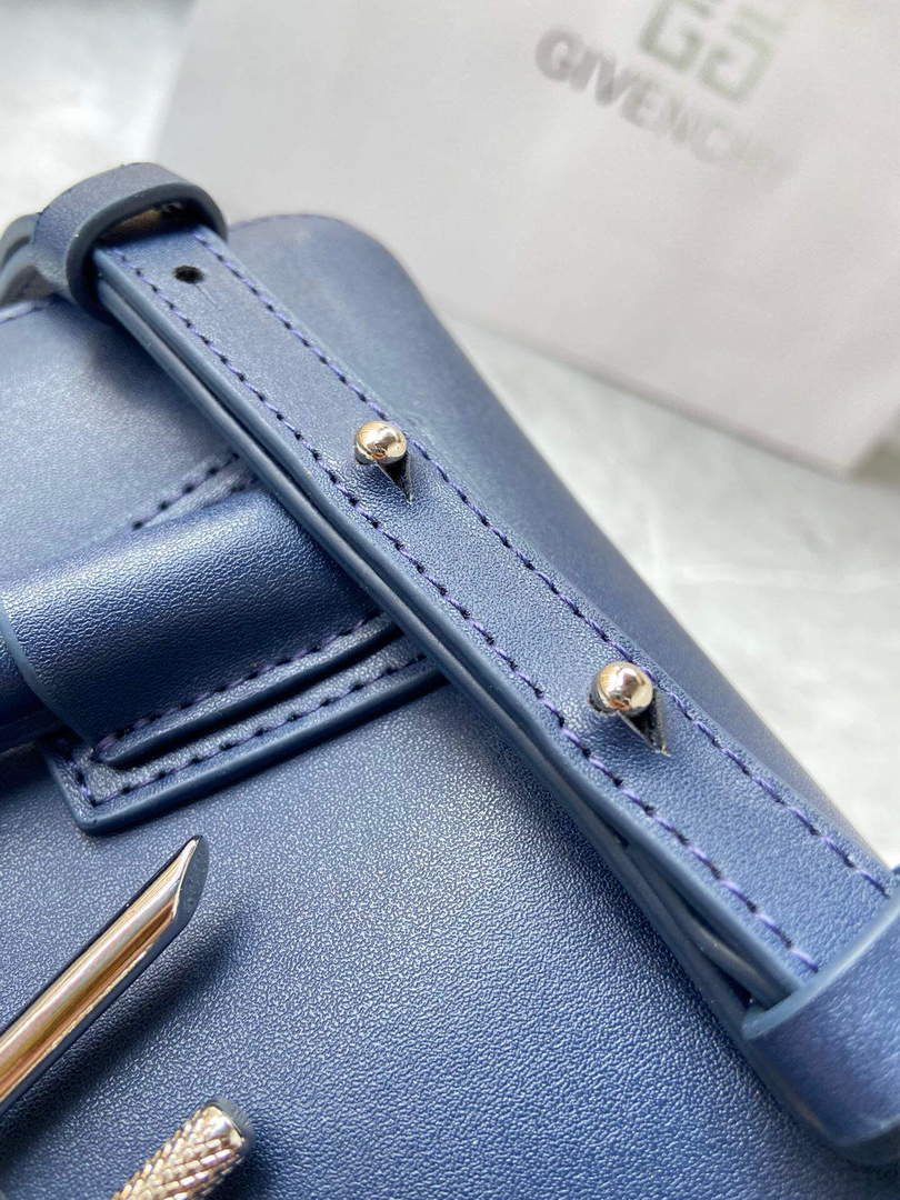 Givenchy BB50J0B00D Mini Antigona Lock Bag in Box Leather Blue
