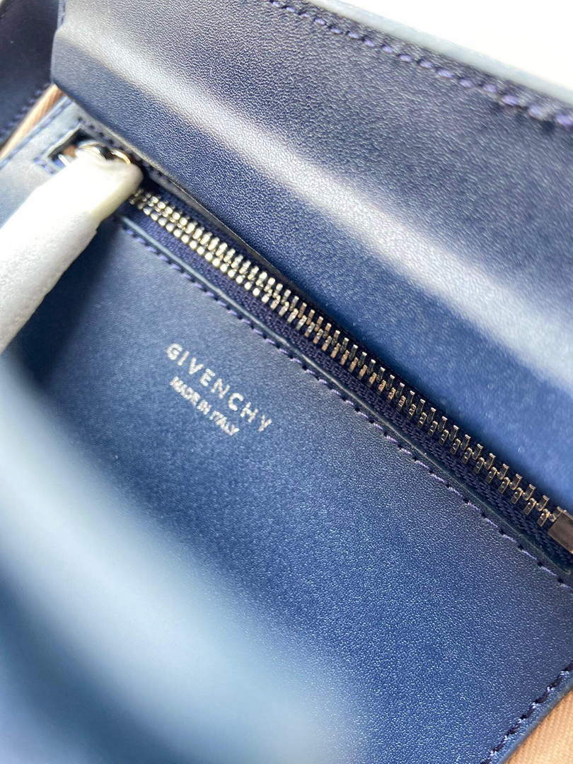 Givenchy BB50J0B00D Mini Antigona Lock Bag in Box Leather Blue