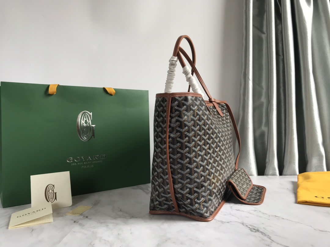 Goyard GMLTY01CL03P Saint Louis GM Bag Black with Brown - Default Title - View 2