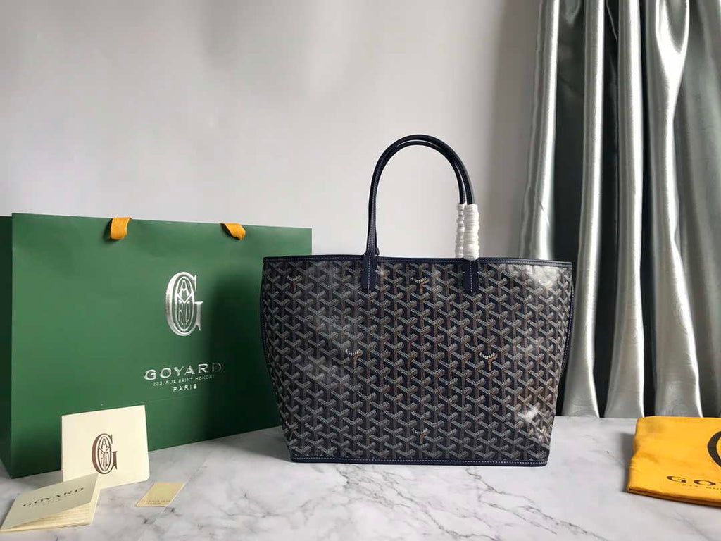 Goyard GMLTY01CL03P Saint Louis GM Bag Brown with Navy Blue
