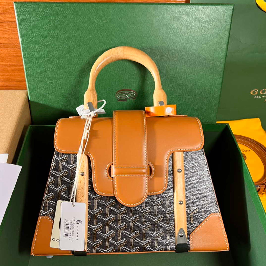 Goyard Sac Saigon Pm Bag BPMLTY07CL07P Black with Brown