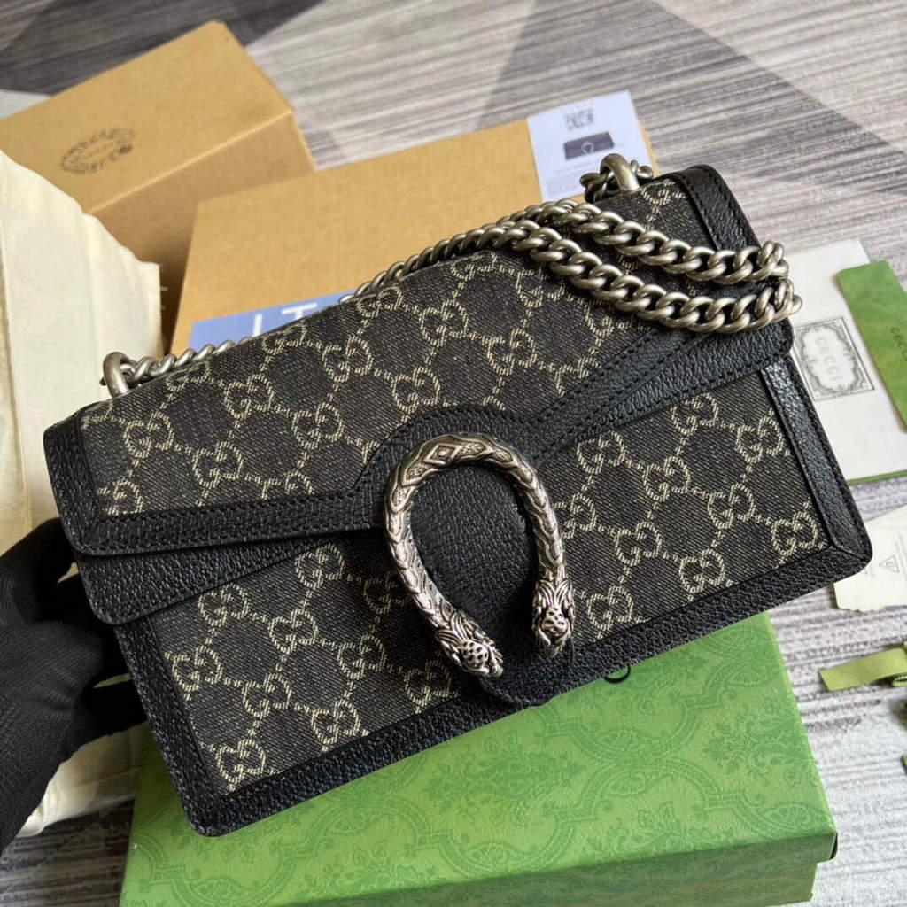 Gucci 400249 Dionysus Small GG Shoulder Bag Beige Blue