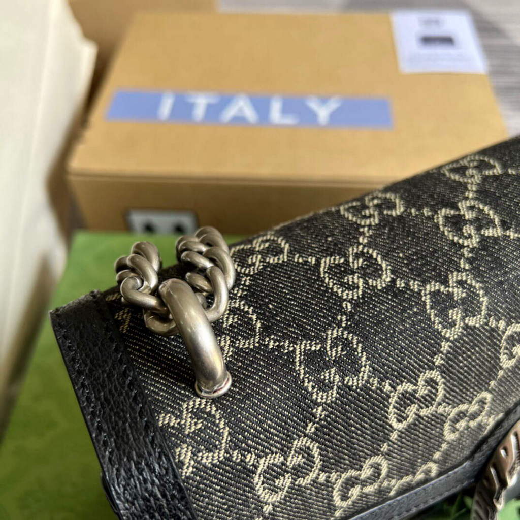 Gucci 400249 Dionysus Small GG Shoulder Bag Beige Blue