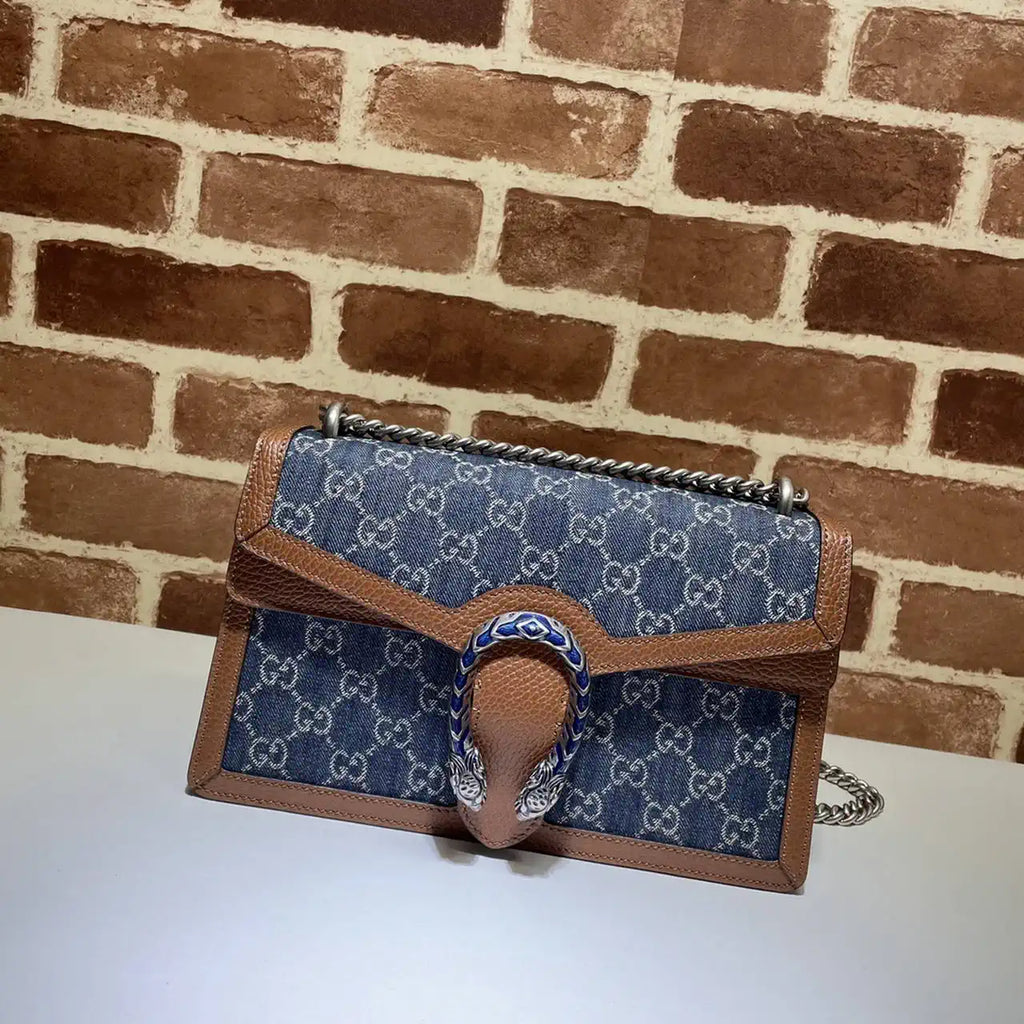 Gucci 400249 Dionysus Small GG Shoulder Bag Navy Blue