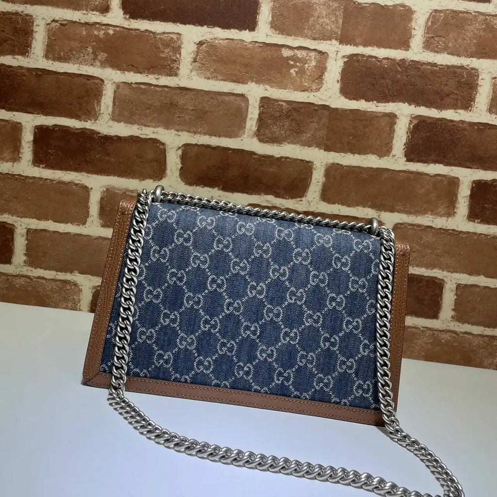 Gucci 400249 Dionysus Small GG Shoulder Bag Navy Blue