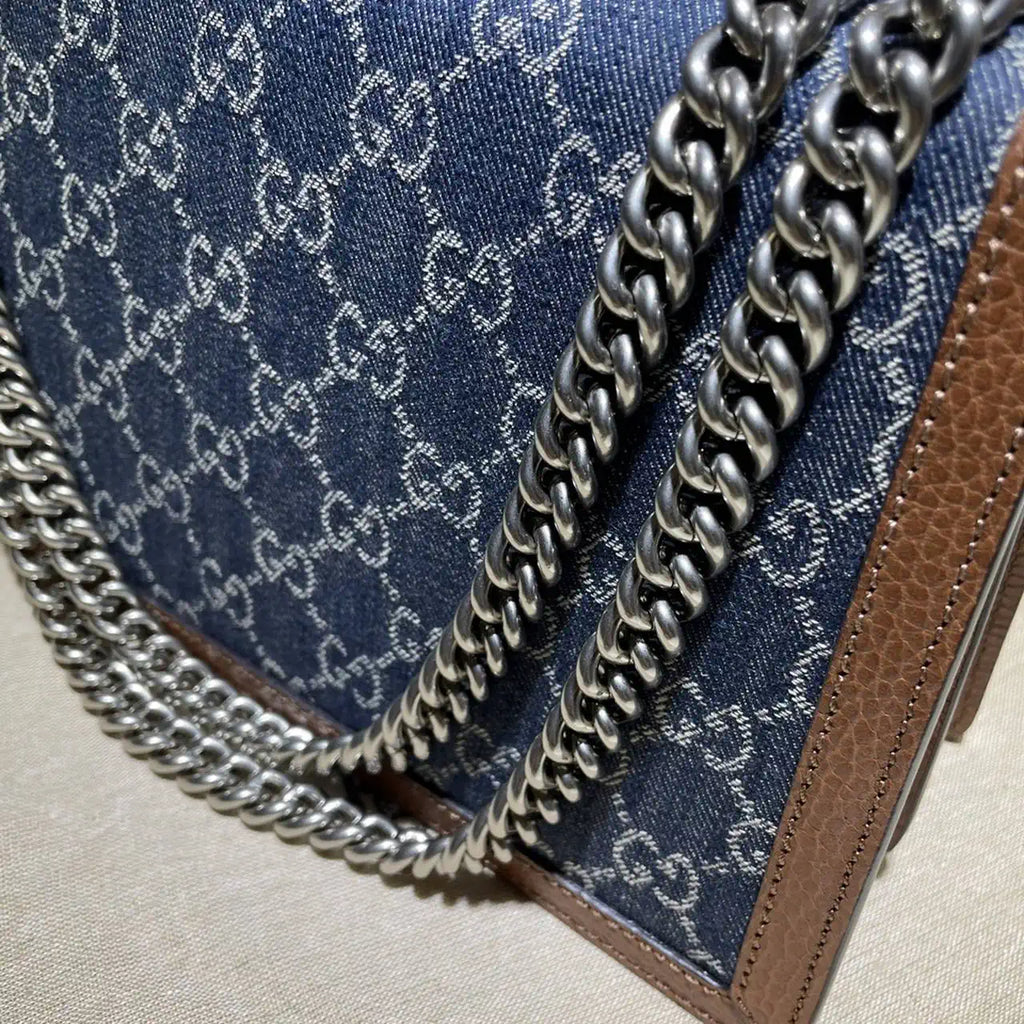 Gucci 400249 Dionysus Small GG Shoulder Bag Navy Blue